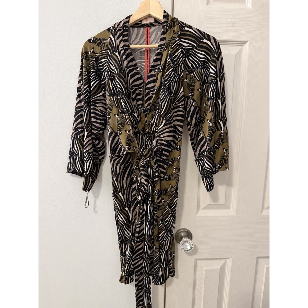 Banana Republic x Issa London Zebra Kimono Dress Sz 0 Safari Mid Century Boho